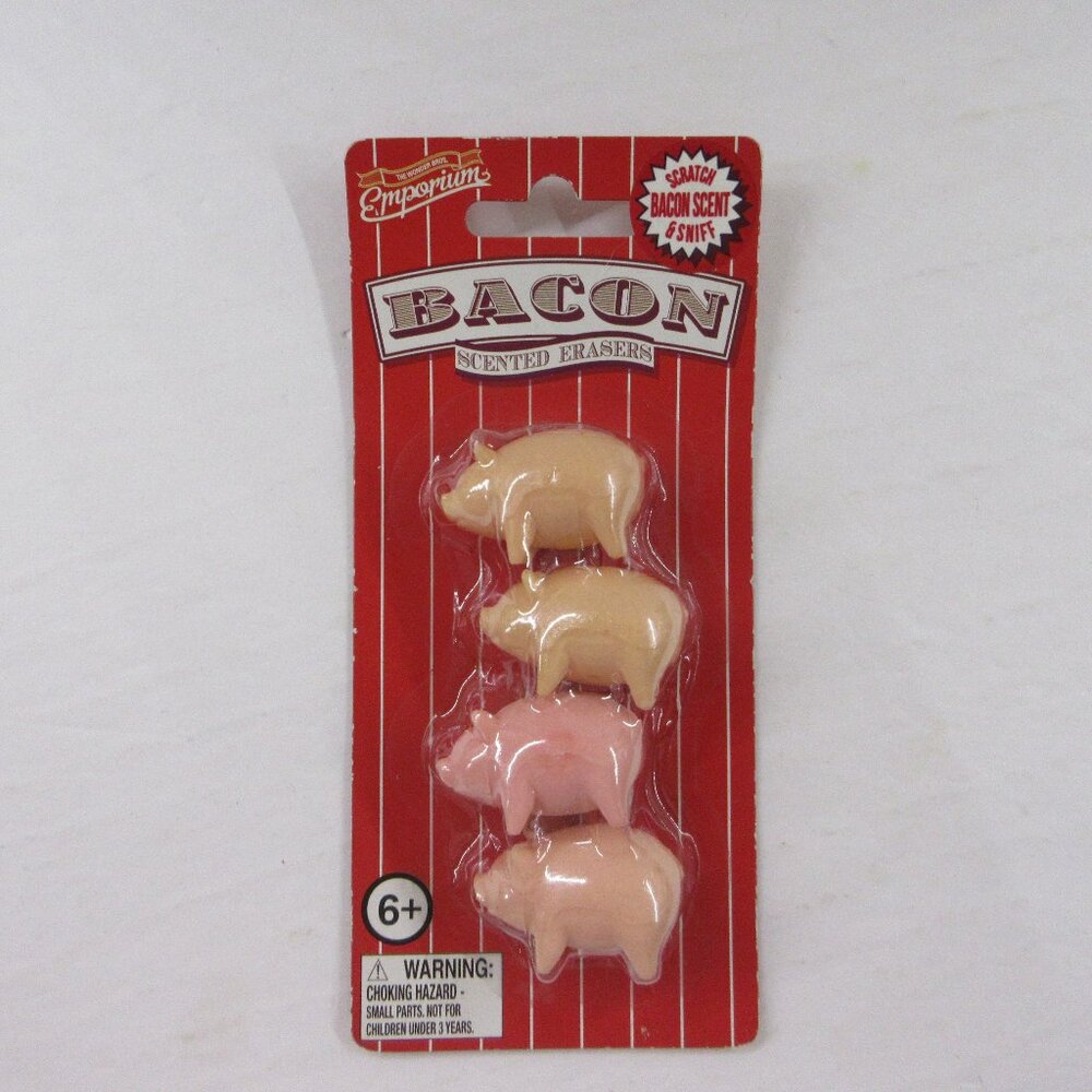 Bacon Scented Pig Erasers - Gift Christmas Stocking Stuffer for Bacon Lovers NEW